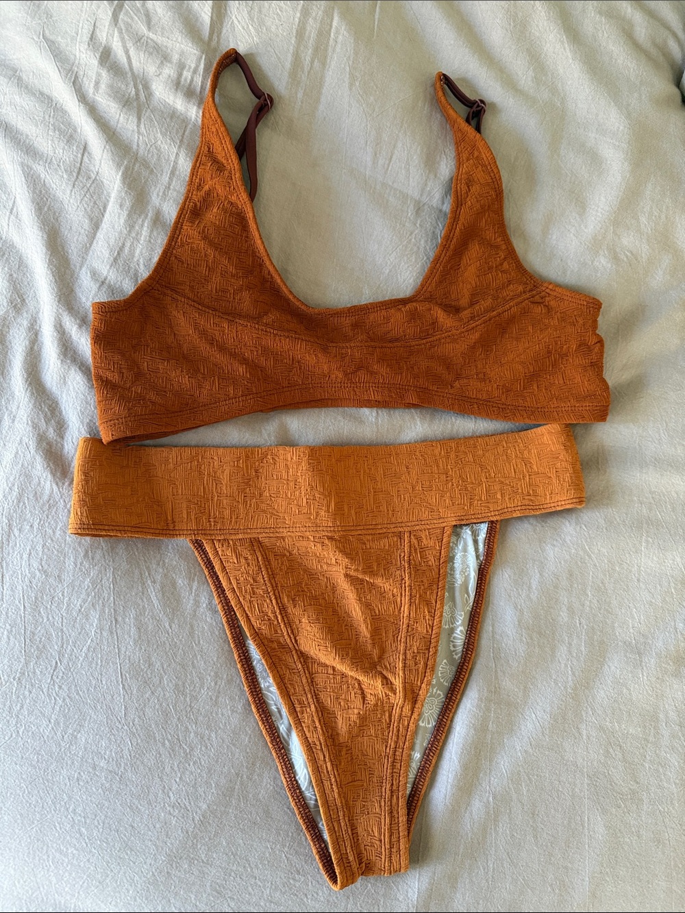 Free People Rust Textured Bikini Set